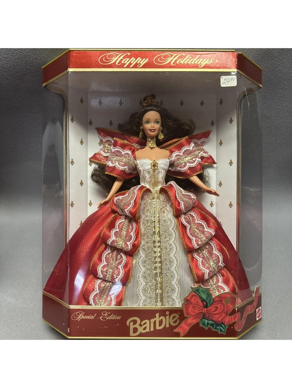 1997 Happy Holidays Special Edition Barbie Doll 17832 Damage Brunette NRFB